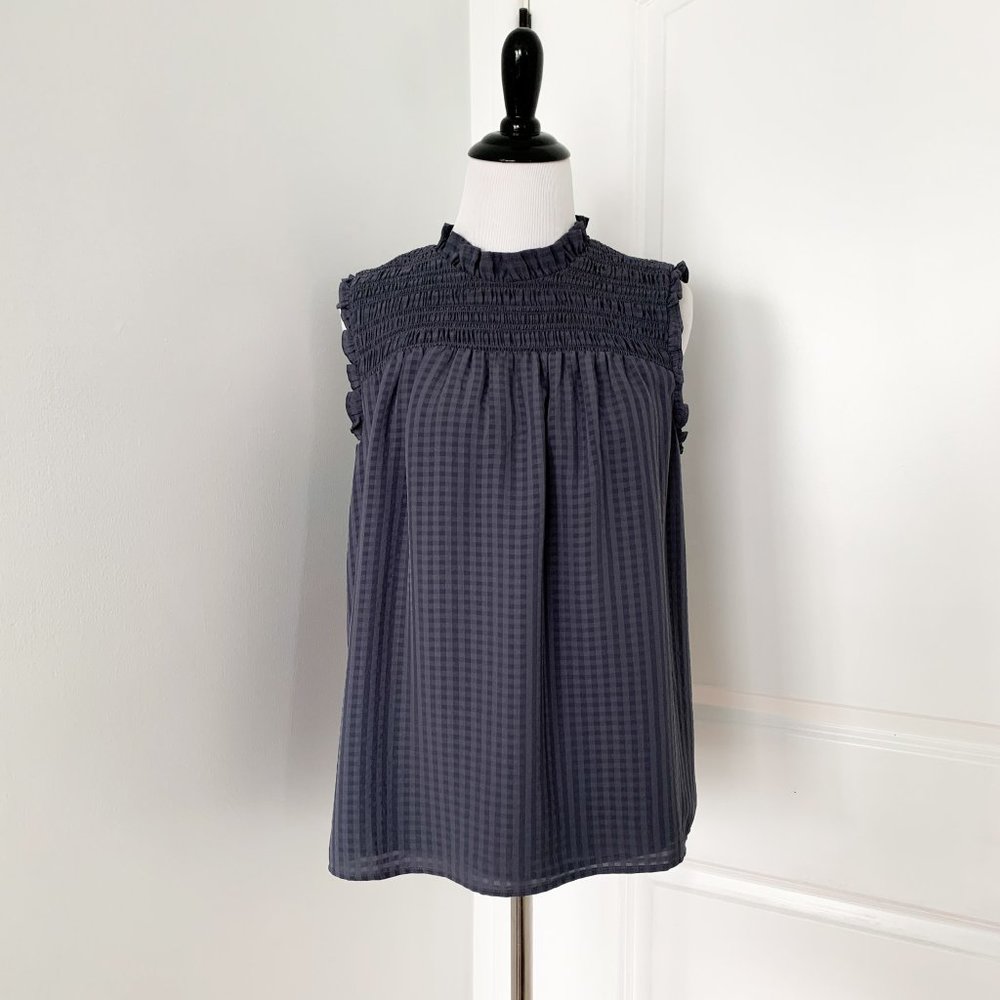Ann Taylor Smocked Gingham Top